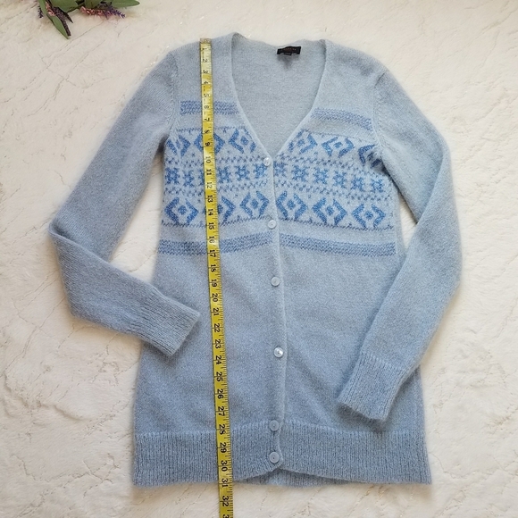 COACH FAIR ISLE LUXURY MOHAIR-BLEND CARDIGAN SWEATER - Picture 5 of 8